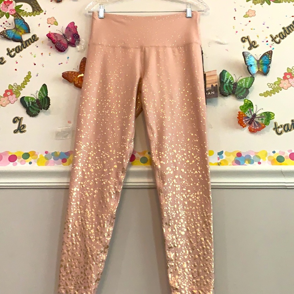💕💜KYODAN💕💜 pink & gold fleck leggings - L